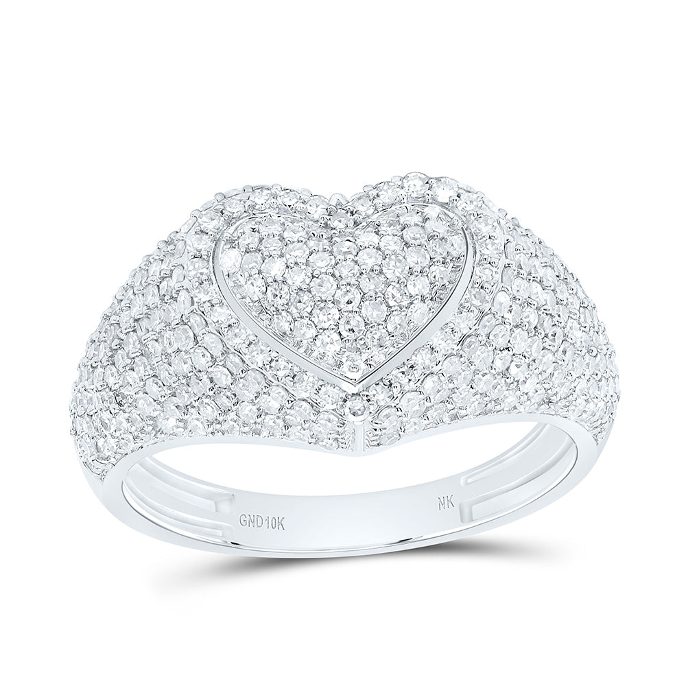 10K Or 14K Yellow Or White Or Rose Gold 1 1/5Cttw Natural Diamond Fashion Heart Ring