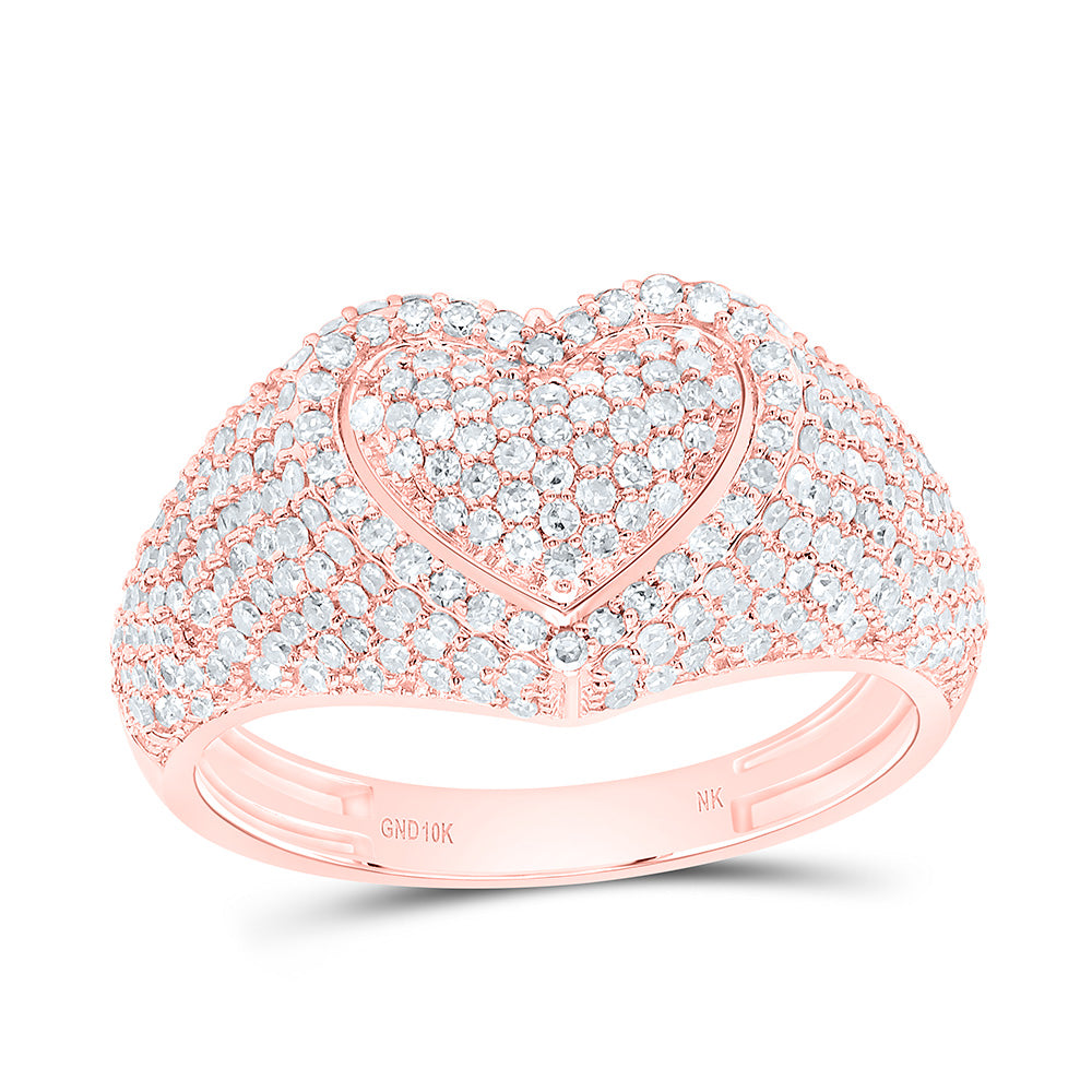 10K Or 14K Yellow Or White Or Rose Gold 1 1/5Cttw Natural Diamond Fashion Heart Ring