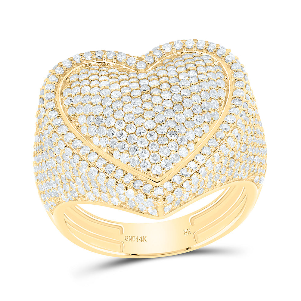 10K Or 14K Yellow Or White Or Rose Gold 2 1/4Cttw Natural Diamond Fashion Heart Ring
