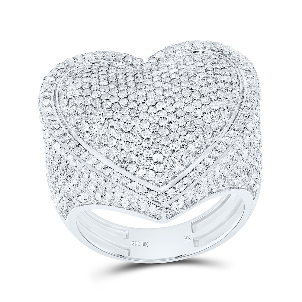 10K Or 14K Yellow Or White Or Rose Gold 3Cttw Natural Diamond Fashion Heart Ring