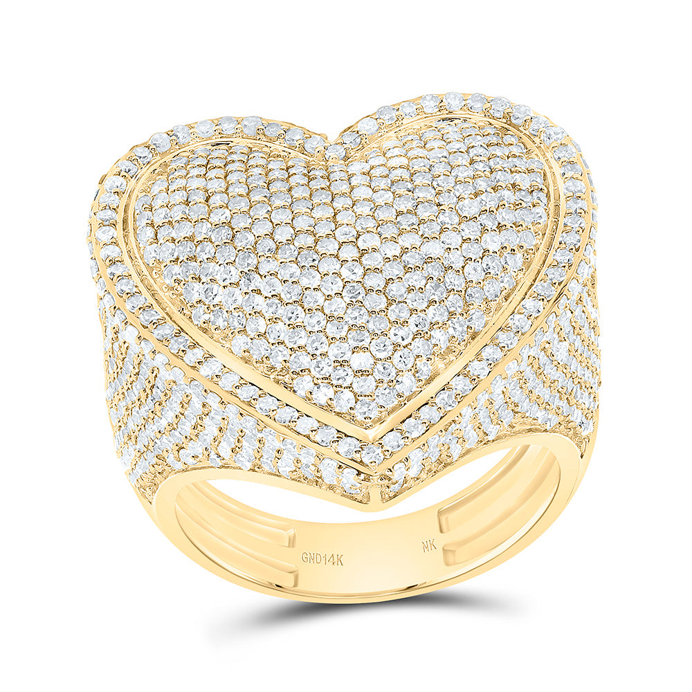 10K Or 14K Yellow Or White Or Rose Gold 3Cttw Natural Diamond Fashion Heart Ring