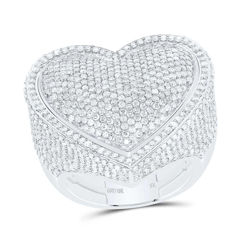 10K Or 14K Yellow Or White Gold 3 1/3Cttw Natural Diamond Fashion Heart Ring