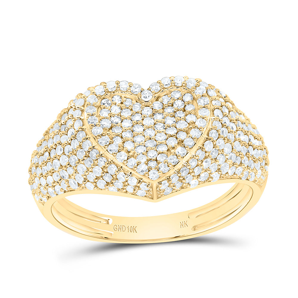 10K Or 14K Yellow Or White Or Rose Gold 1Cttw Natural Diamond Fashion Heart Ring