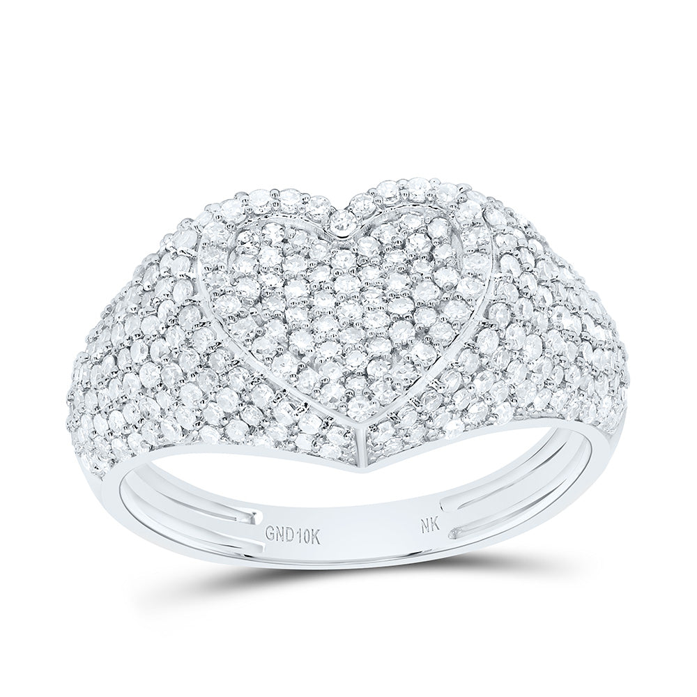 10K Or 14K Yellow Or White Or Rose Gold 1Cttw Natural Diamond Fashion Heart Ring