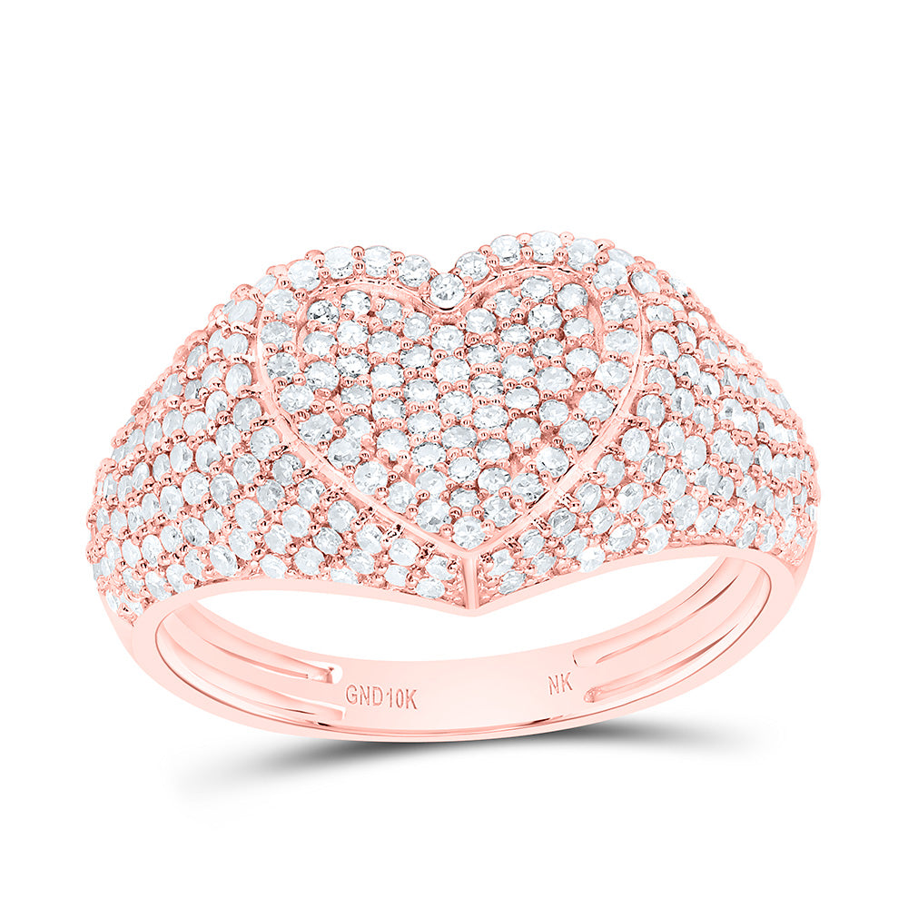 10K Or 14K Yellow Or White Or Rose Gold 1Cttw Natural Diamond Fashion Heart Ring