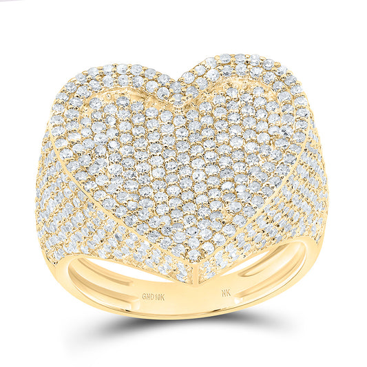 10K or 14K Yellow Or White Or Rose Gold 2 Cttw Natural Diamond Fashion Heart Ring