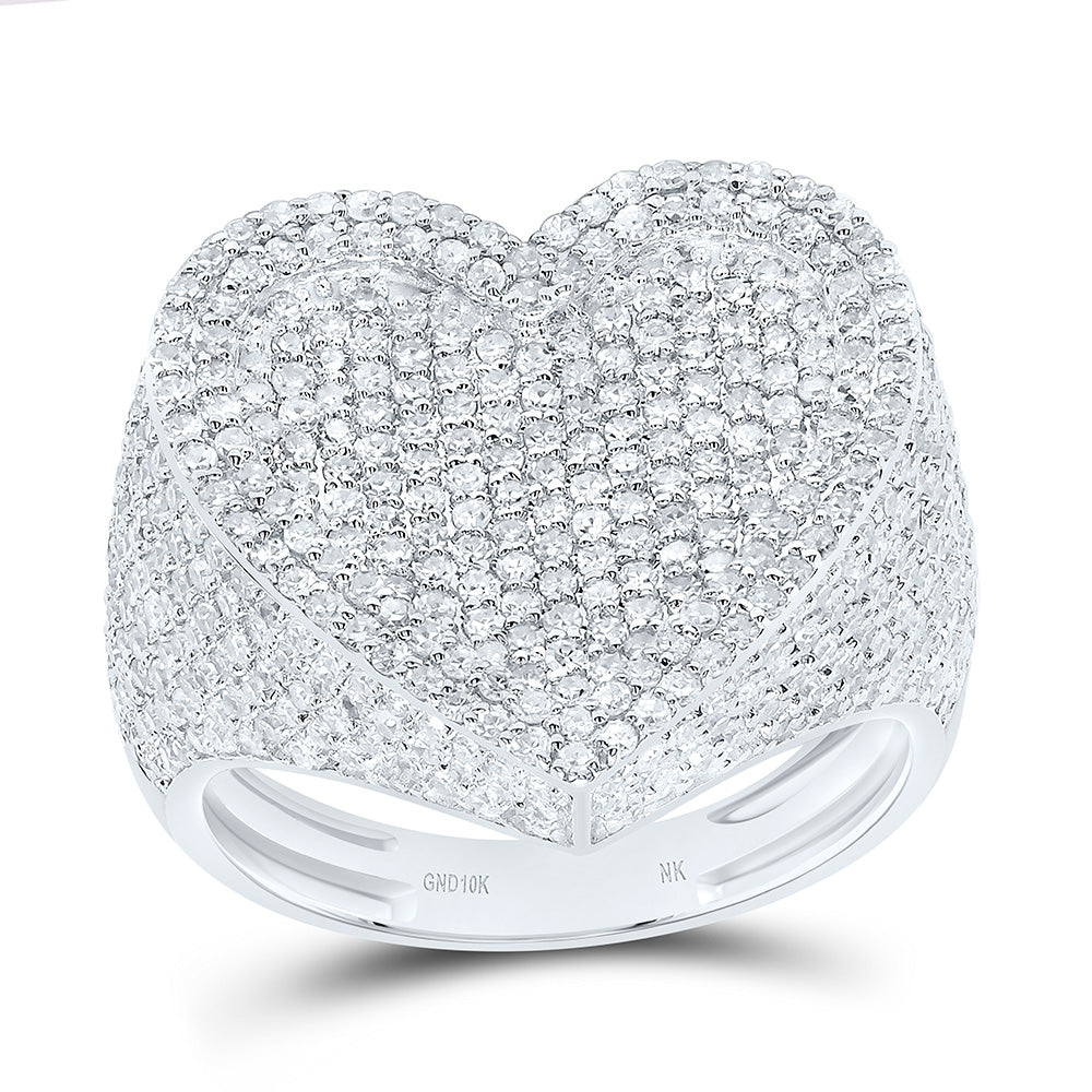 10K or 14K Yellow Or White Or Rose Gold 2 Cttw Natural Diamond Fashion Heart Ring