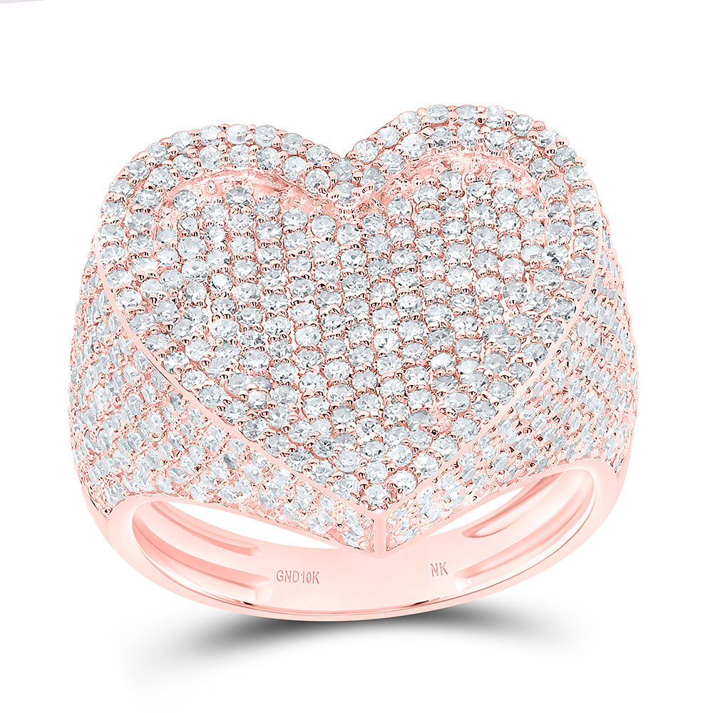 10K or 14K Yellow Or White Or Rose Gold 2 Cttw Natural Diamond Fashion Heart Ring