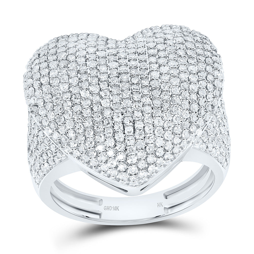 10K Or 14K Yellow Or White Or Rose Gold 1 1/4Cttw Natural Diamond Fashion Heart Ring