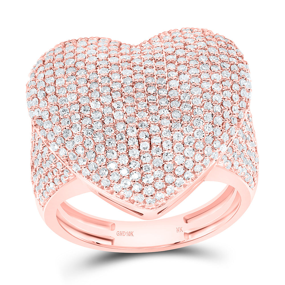 10K Or 14K Yellow Or White Or Rose Gold 1 1/4Cttw Natural Diamond Fashion Heart Ring