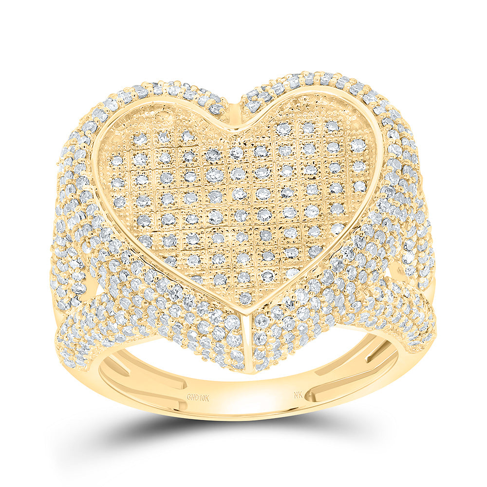 10K Yellow Or White Gold 1 3/4Cttw Natural Diamond Fashion Heart Ring