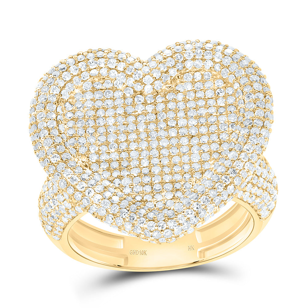10K Or 14K Yellow Or White Gold 1 7/8Cttw Natural Diamond Fashion Heart Ring