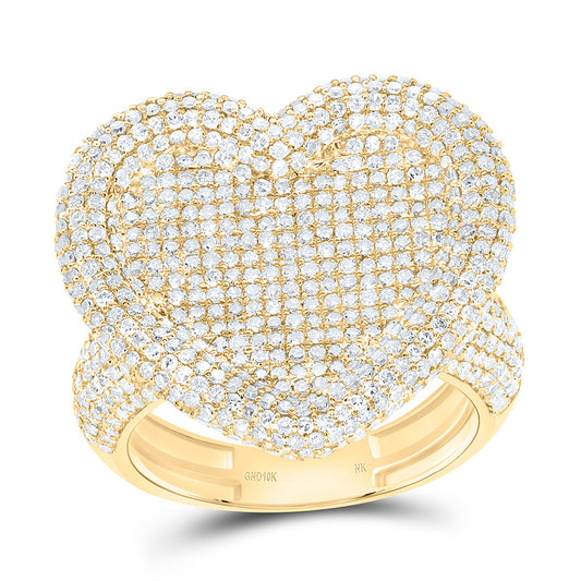 10K Or 14K Yellow Or White Gold 1 7/8Cttw Natural Diamond Fashion Heart Ring