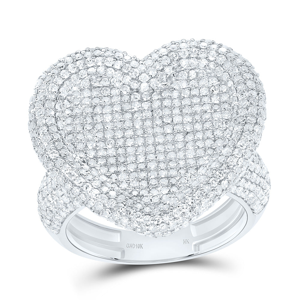 10K Or 14K Yellow Or White Gold 1 7/8Cttw Natural Diamond Fashion Heart Ring