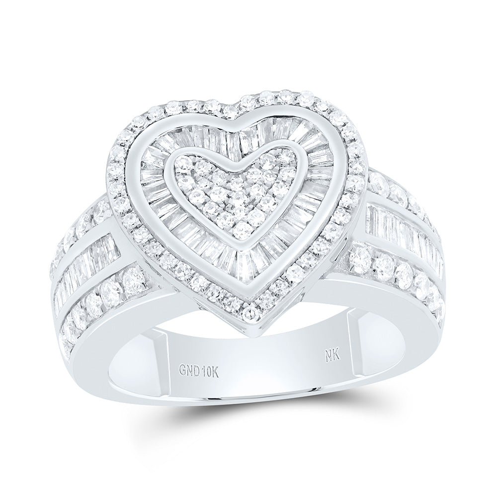 10K Or 14K Yellow Or White Or Rose Gold 1Cttw Natural Diamond Fashion Heart Ring