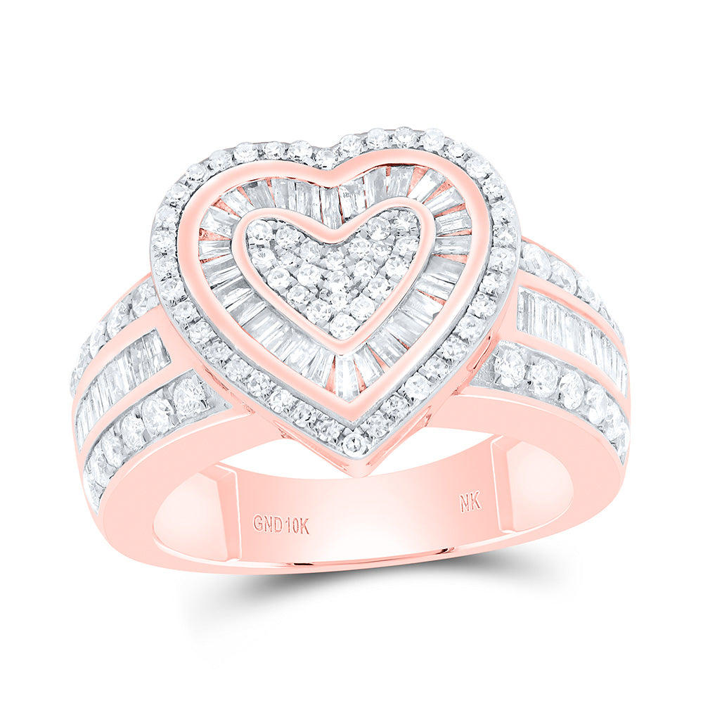 10K Or 14K Yellow Or White Or Rose Gold 1Cttw Natural Diamond Fashion Heart Ring