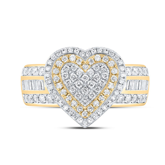 10K Or 14K Yellow Or White Gold 1 Cttw Natural Diamond Fashion Heart Ring