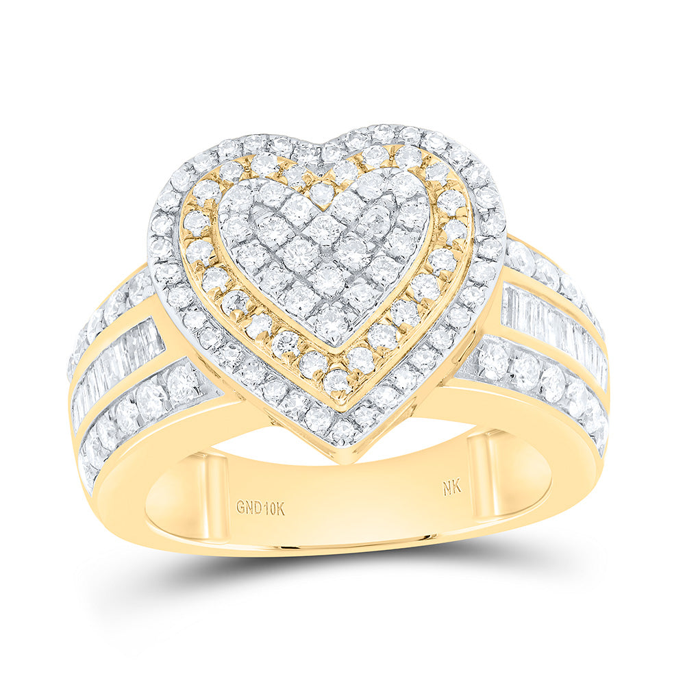 10K Or 14K Yellow Or White Gold 1 Cttw Natural Diamond Fashion Heart Ring