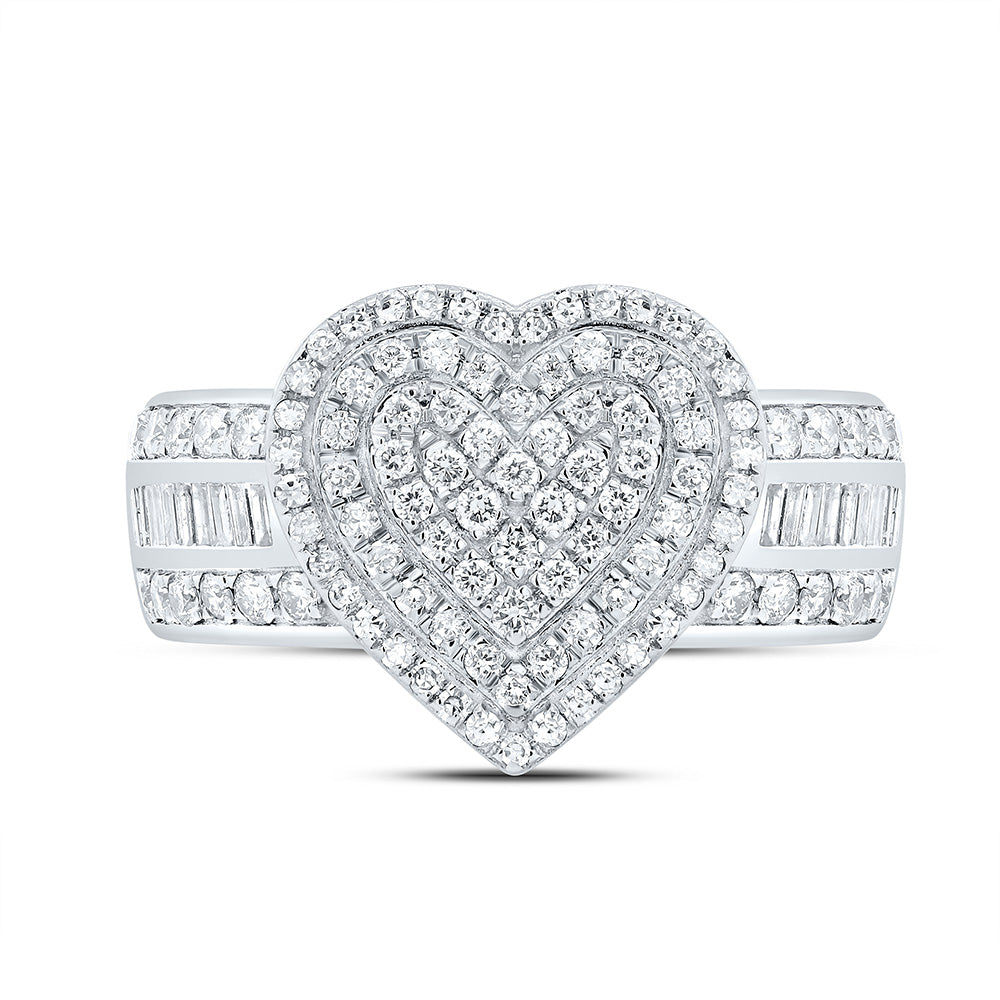 10K Or 14K Yellow Or White Gold 1 Cttw Natural Diamond Fashion Heart Ring