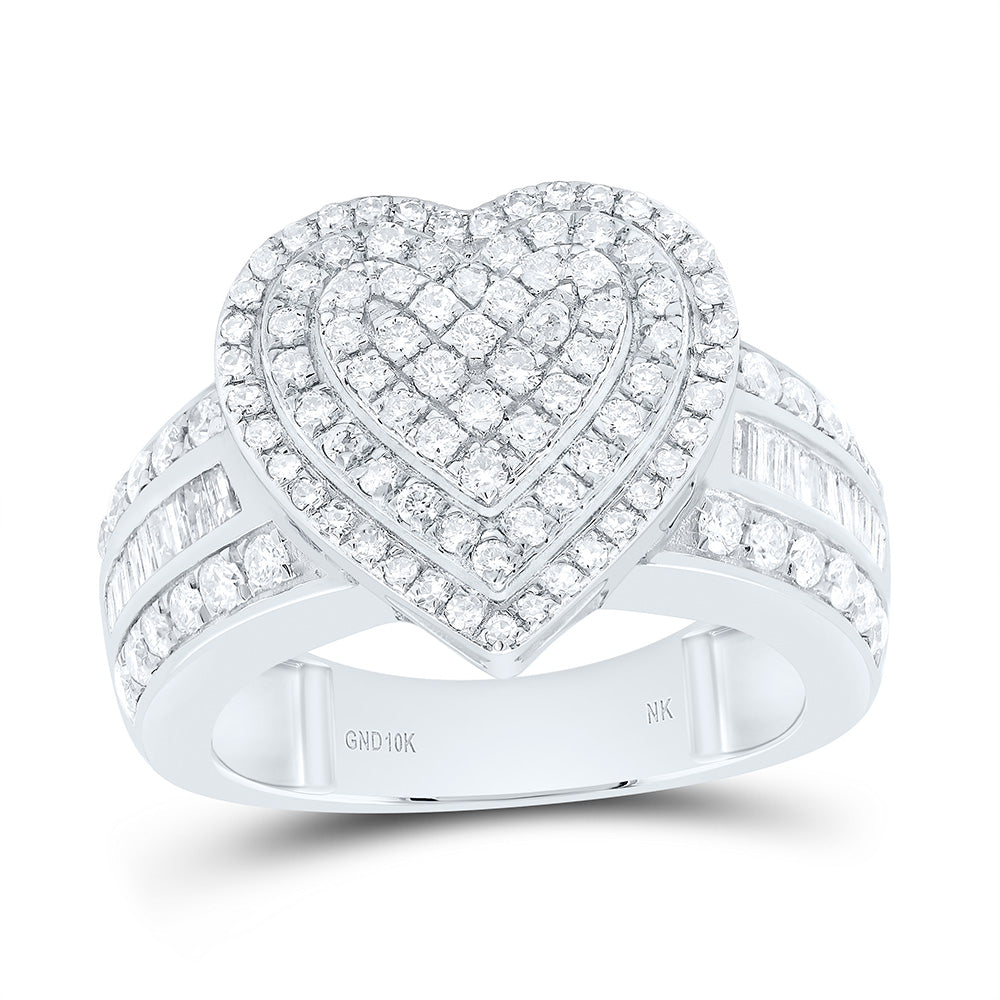 10K Or 14K Yellow Or White Gold 1 Cttw Natural Diamond Fashion Heart Ring
