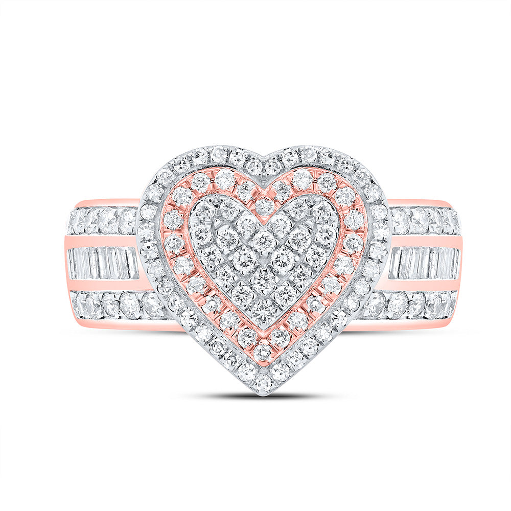 10K Or 14K Yellow Or White Gold 1 Cttw Natural Diamond Fashion Heart Ring