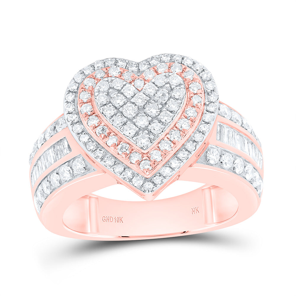 10K Or 14K Yellow Or White Gold 1 Cttw Natural Diamond Fashion Heart Ring