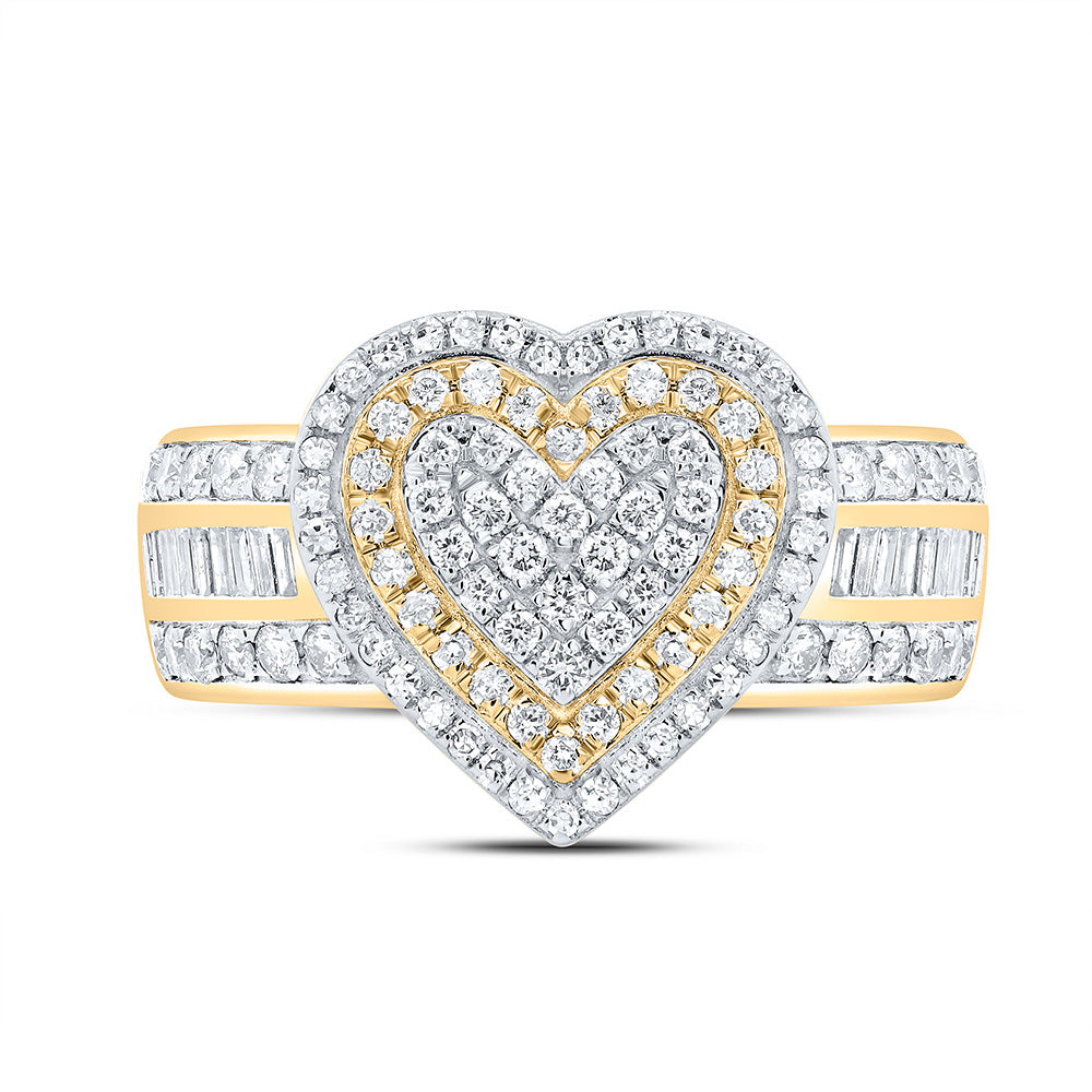 10K Or 14K Yellow Or White Gold 1 Cttw Natural Diamond Fashion Heart Ring