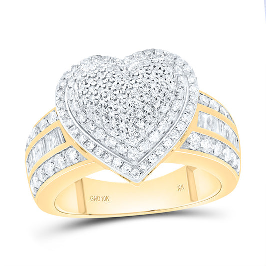 10K Or 14K Yellow Or White Gold 1Cttw Natural Diamond Fashion Heart Ring
