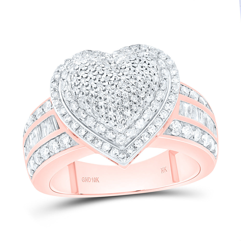 10K Or 14K Yellow Or White Gold 1Cttw Natural Diamond Fashion Heart Ring