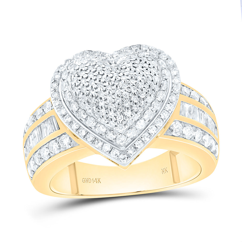 10K Or 14K Yellow Or White Gold 1Cttw Natural Diamond Fashion Heart Ring