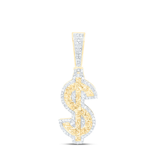 10K Yellow Gold 3/8Cttw Natural Diamond Dollar Mens Charm
