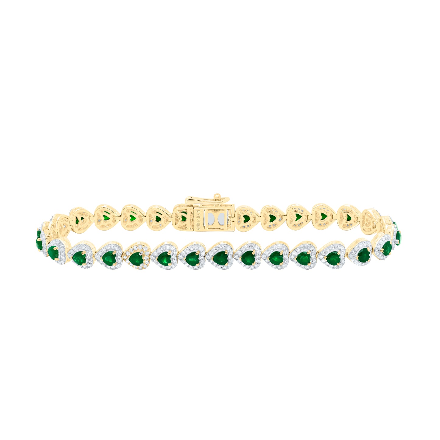14K Yellow Or White Gold 1 5/8Cttw Natural Diamond Heart Blue Sapphire  Heart Bracelet(7 Inch)