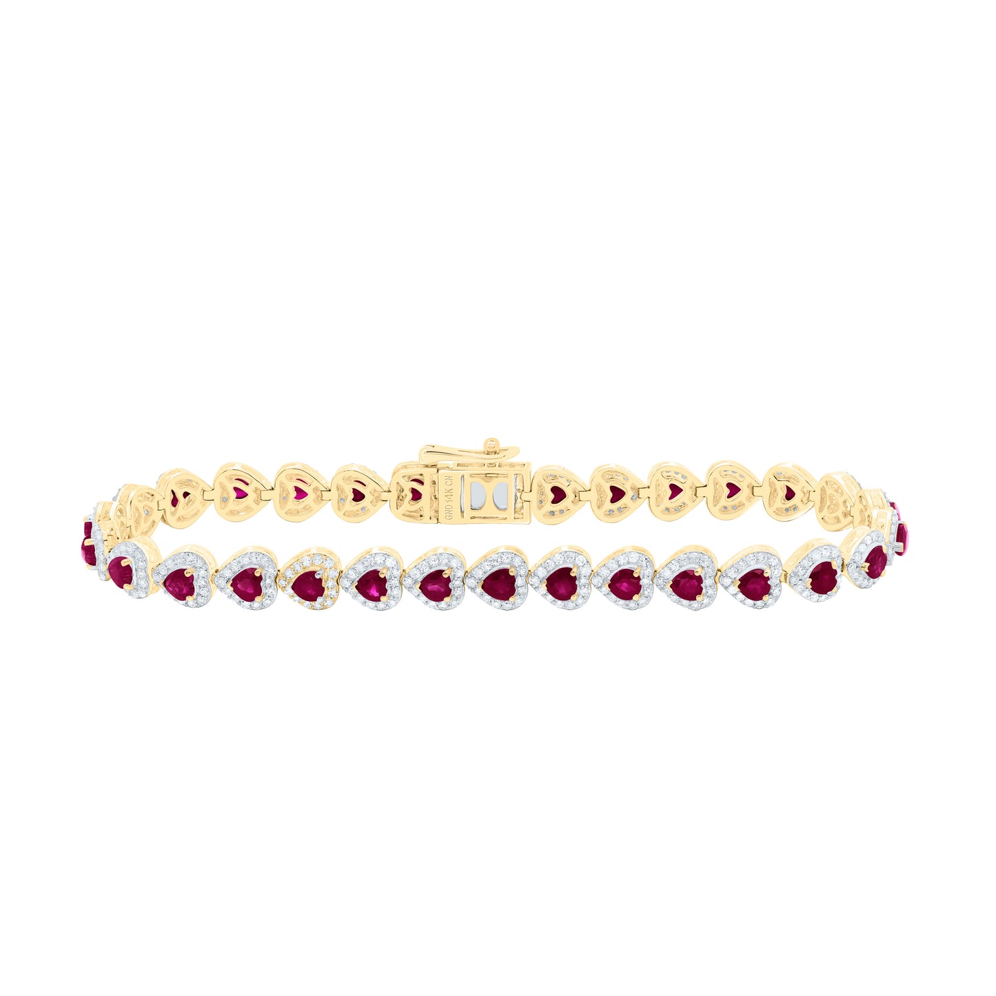 14K Yellow Or White Gold 1 5/8Cttw Natural Diamond Heart Blue Sapphire  Heart Bracelet(7 Inch)