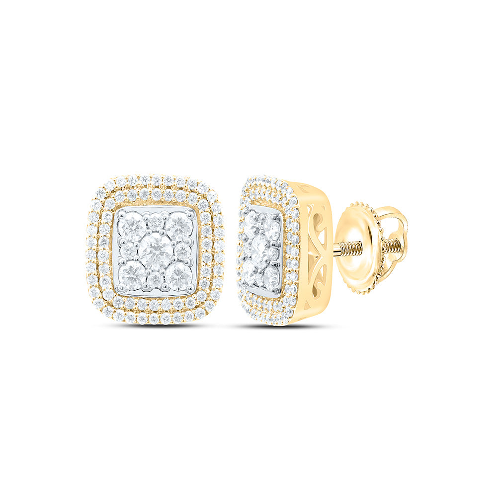 14K Yellow Gold 3/4Cttw Natural Diamond Fashion Cushion Earring