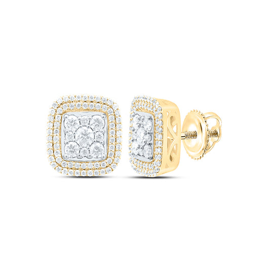 14K Yellow Gold 3/4Cttw Natural Diamond Fashion Cushion Earring