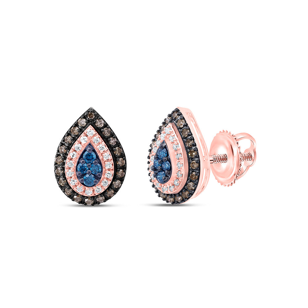10K Yellow Or Rose Gold 3/8Cttw Natural Diamond Gift Cognac Natural, Blue Diamond Pear Earring
