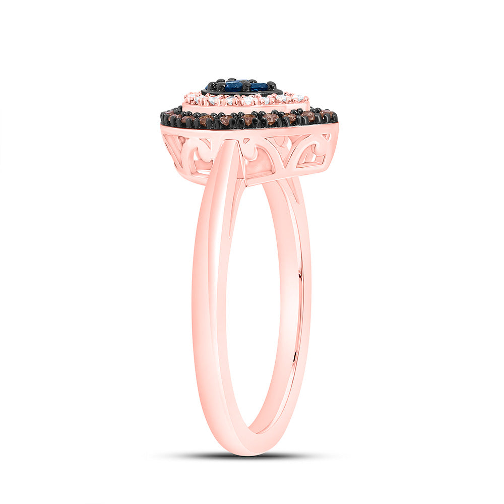 10K Yellow Or Rose Gold 1/5Cttw Natural Diamond Gift Cognac Natural, Blue Dia Pear Ring