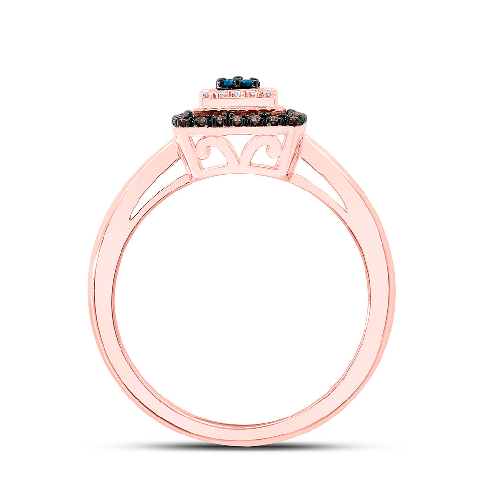10K Yellow Or Rose Gold 1/4Cttw Natural Diamond Gift Cognac Natural, Blue Diamond Square Ring