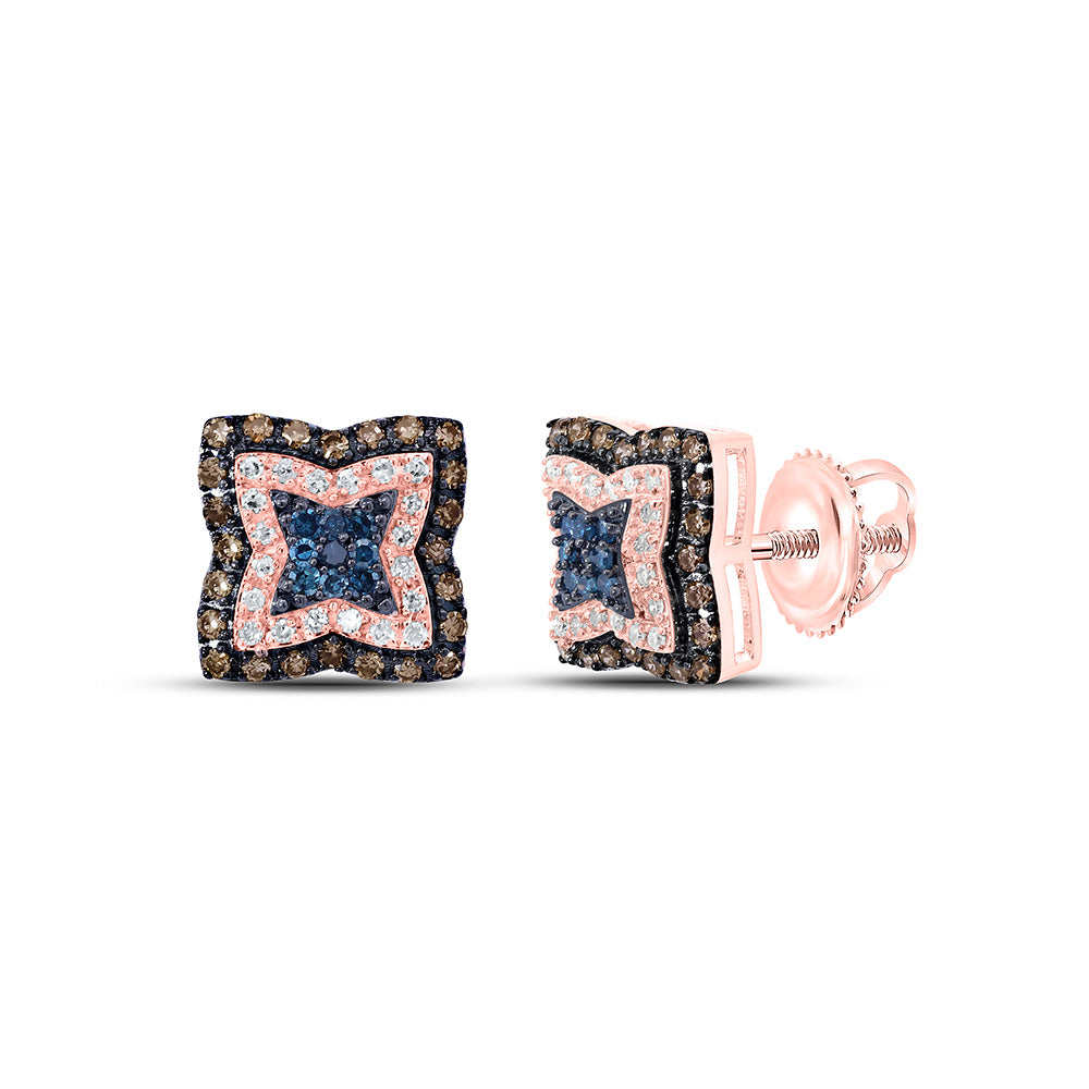 10K Yellow Or Rose Gold 1/2Cttw Natural Diamond Gift Cognac Natural, Blue Diamond Earring