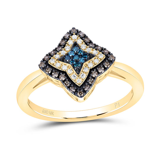 10K Yellow Or Rose Gold 1/4Cttw Natural Diamond Gift Cognac Natural, Blue Diamond Ring