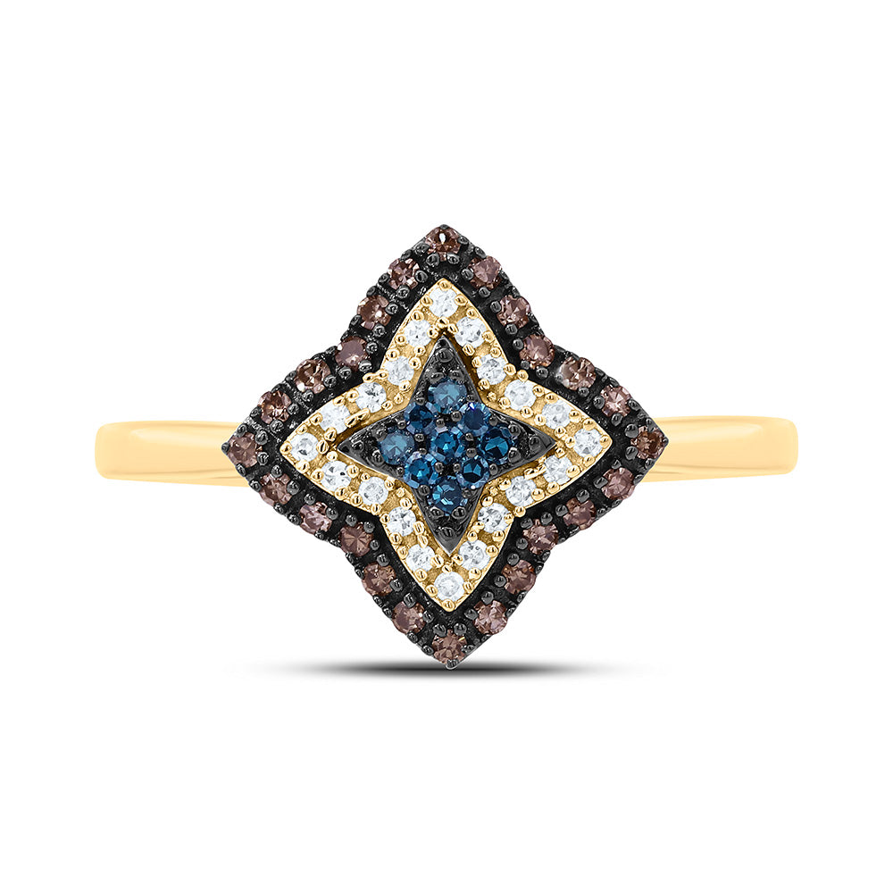 10K Yellow Or Rose Gold 1/4Cttw Natural Diamond Gift Cognac Natural, Blue Diamond Ring