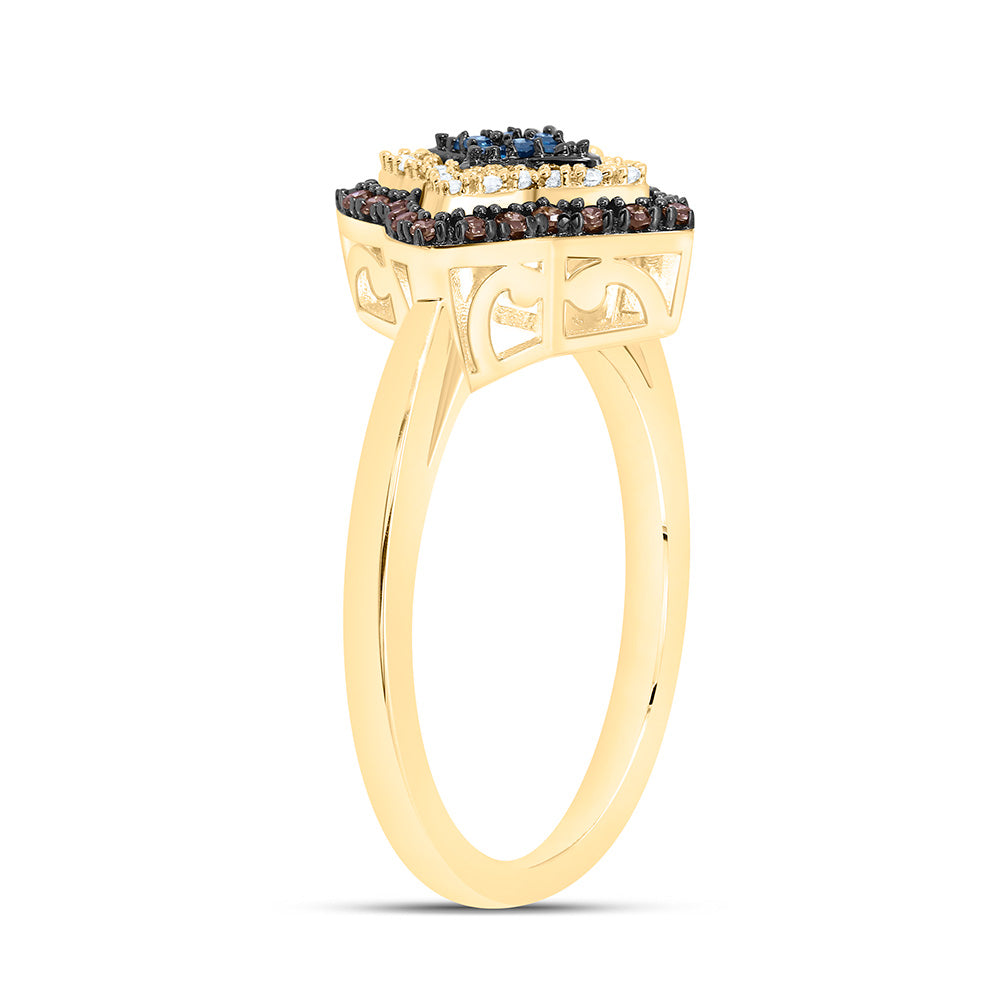 10K Yellow Or Rose Gold 1/4Cttw Natural Diamond Gift Cognac Natural, Blue Diamond Ring