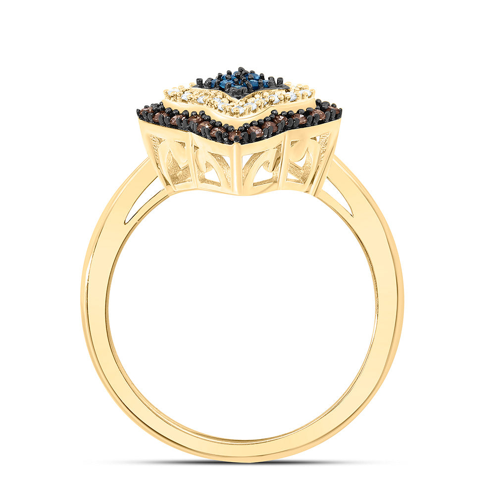 10K Yellow Or Rose Gold 1/4Cttw Natural Diamond Gift Cognac Natural, Blue Diamond Ring