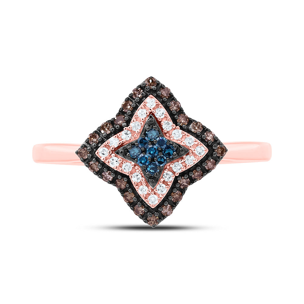 10K Yellow Or Rose Gold 1/4Cttw Natural Diamond Gift Cognac Natural, Blue Diamond Ring