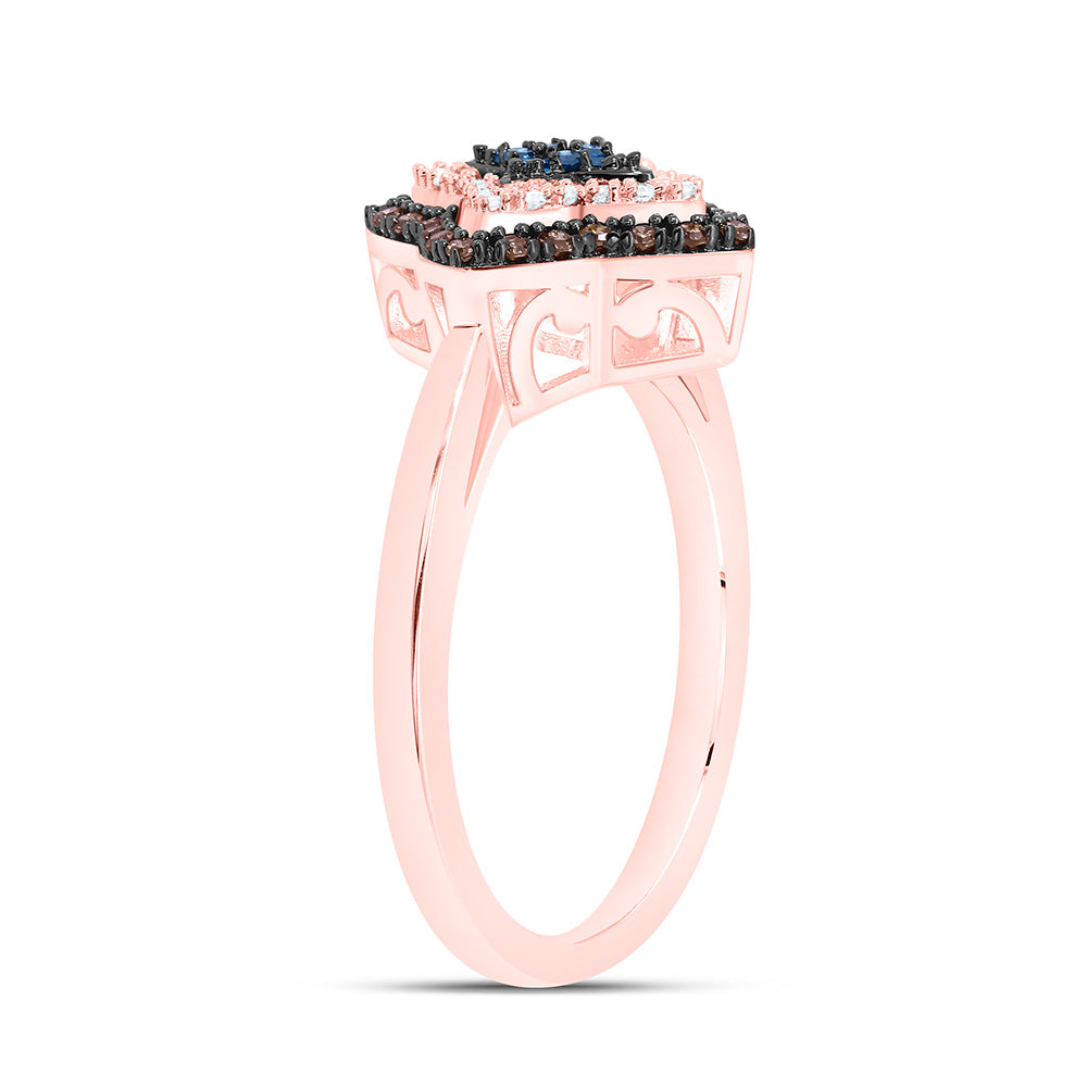 10K Yellow Or Rose Gold 1/4Cttw Natural Diamond Gift Cognac Natural, Blue Diamond Ring