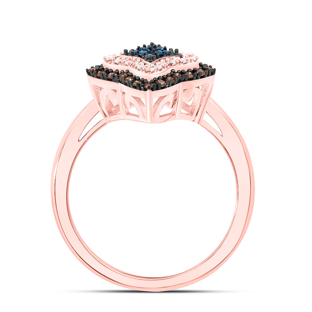 10K Yellow Or Rose Gold 1/4Cttw Natural Diamond Gift Cognac Natural, Blue Diamond Ring