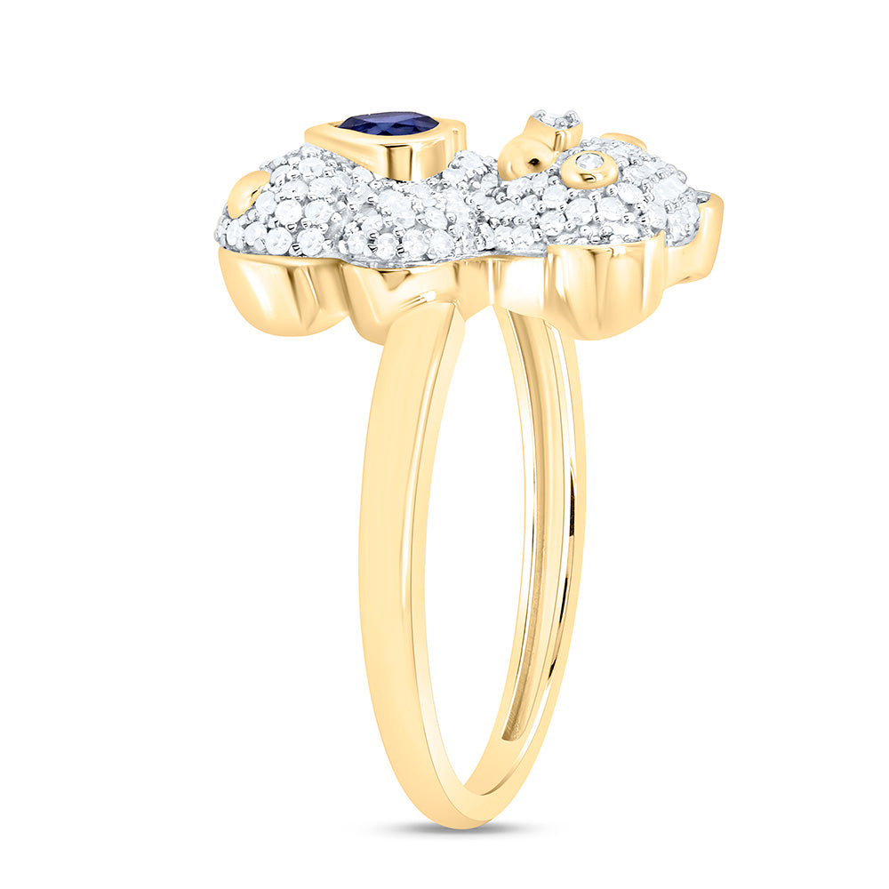 10K Yellow Or White Or Rose Gold 1/2Cttw Natural Diamond 4Mm Heart Teddy Bear Ring