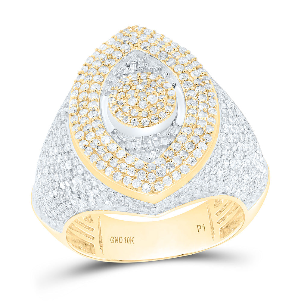 10K Yellow Gold 2 5/8Cttw Natural Diamond Marquise Mens Ring