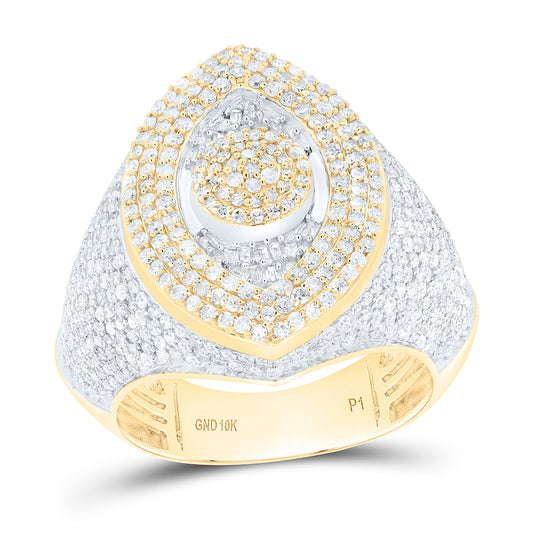 10K Yellow Gold 2 5/8Cttw Natural Diamond Marquise Mens Ring