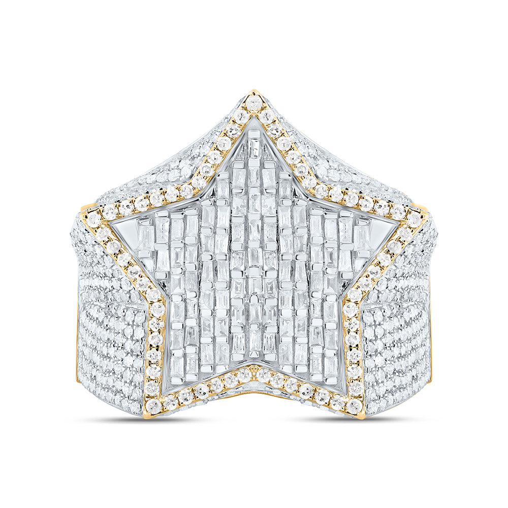 10K Yellow Gold 2 5/8Cttw Natural Diamond Star Mens Ring